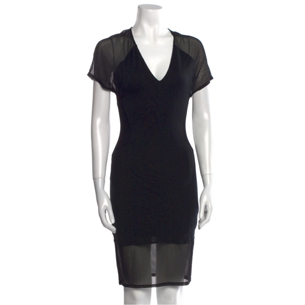 Helmut Lang Jersey and Mesh V Neck short Sleeve dress Sz. S